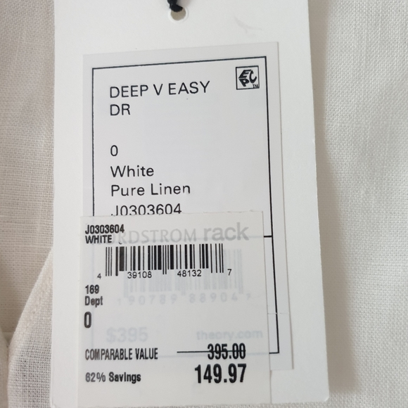 Theory white linen deep v easy dress - Picture 3 of 9
